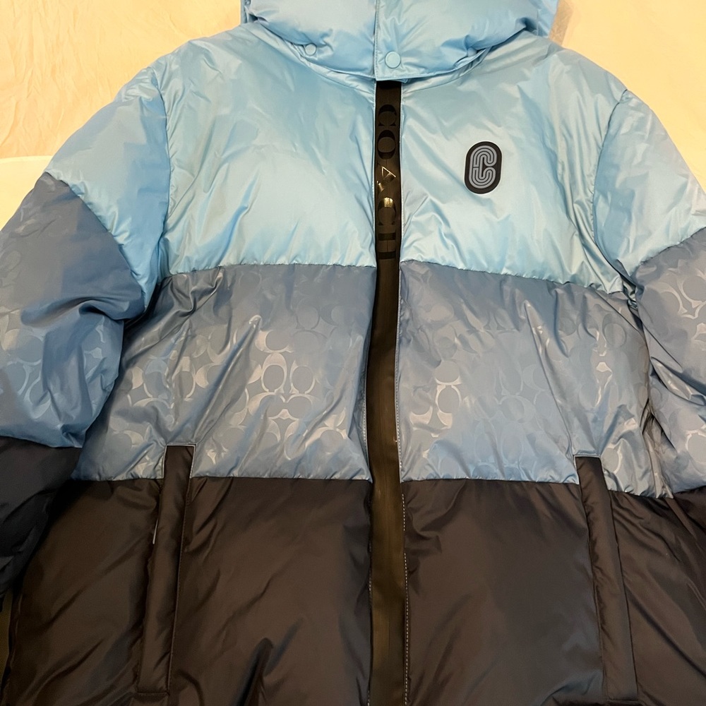 Coach Puffer Down Jacket Blue Never Worn NWT.